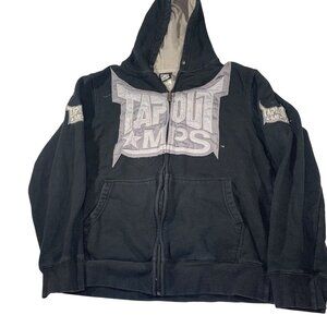 Vintage Tapout MPS Full Zip Black Hoodie Mens Size Small MMA Skater Y2K Read